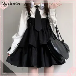 Casual Dresses Ärmelloses Kleid Frauen Strap Mini Japan Stil Solide Kawaii Preppy Design Mode Süße College Allgleiches Vestidos Femme Ins