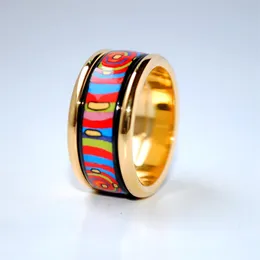 Life Cycle Series 18K guldpläterade emaljbandringar ring för kvinnor märkesdesigner smycken183i