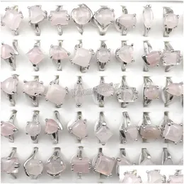 Anelli moda naturale rosa chiaro cristallo gioielli da donna 50 pezzi all'ingrosso 230831 anello di consegna goccia Dhw9P