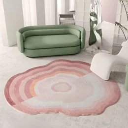 Carpets Nordic Special Shaped Large Area Living Room Carpet Pink Thickened Soft Children Room Decorative Carpets Plush Easycare Home Rug 230926