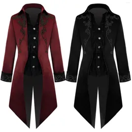 Vestes victoriennes en laine pour hommes, manteau coupe-vent gothique Punk, smoking littéraire rétro Steampunk Pirate pardessus uniforme manteau de fête