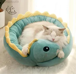 Cat Beds furniture Pet Bed Dinosaur Round Small Dog For s Beautiful Puppy Mat Soft Sofa Nest Warm kitten Sleep s Products L2208269365342