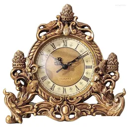 Desk Table Clocks European Style Retro Clock Analog Battery Operated With Silent Sweep Mechanism Decoration For Home Drop Delivery Gar Dhjn1