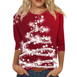Women's T Shirts Hoodies Teens Women Fashion Christmas Gnome Print Sweatshirt Loose Round Neck Blouse Top