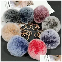 Key Rings Fluffy Pompoms For Girls 8 Styles Women Fur Ball Keychains Car Fashion Bag Pendant Keyring Accessories Party Faovr Drop Deli Dheuj