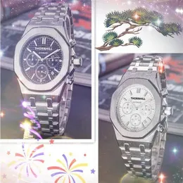 Todo o crime luxo aço inoxidável relógios de quartzo cronômetro 42mm moda dia data homens designer relógio presentes pequeno mostrador trabalhando wr266R