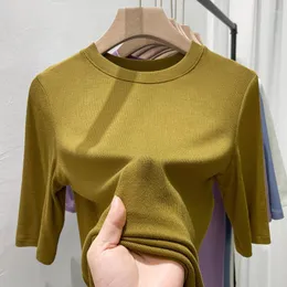 Women's T Shirts Tshirts Female Tops Spring/summer O Neck Render Unlined Pure Color Fashion Ladies Superior Quality Drop GZJWR6076