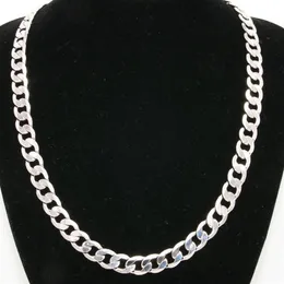 10mm Wide Solid Curb Chain 18K White Gold Filled Classic Style Polished Mens Necklace Jewelry 24 Inches263I