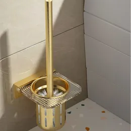 Pędzle toaletowe Uchwyty bez uderzenia pędzla toaletowego metalowy akrylowa jamista montowana na ścianie złoto designerski lekki luksusowy styl INS szczotki na ścianę 230926