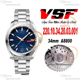 VSF Aqua Terra 150M A8800 Automatic Ladies Watch 43mm مصقولة الأزرق الأزرق سوار الفولاذ المقاوم للصدأ Super Version 220.10.34.20.03.001 PHERETIME B2