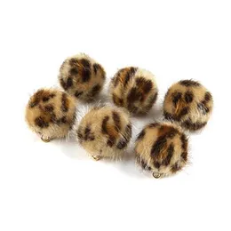 15mm faux päls leopard pom pom diy plysch boll örhänge elegant pendant pompoms bollar för väskor hår halsdukar diy craft2410