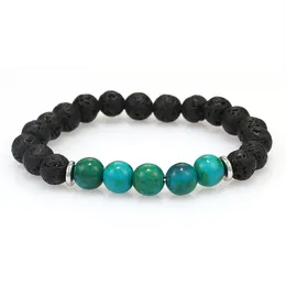 6 projetos lava rock contas encantos pulseiras natural difusor de óleo essencial pulseira elástica rocha vulcânica frisado mão cordas masculino ll