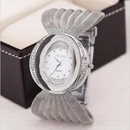 BAOHE Marca Chegada Luxuoso Senhoras Relógio de Pulso Elíptico Dial Ampla Malha de Prata Pulseira Relógio Moda Feminina Relógios Quartz Wrist297T