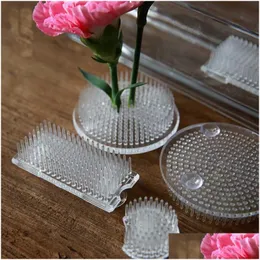 파종기 냄비 일본 Ikebana Kenzan 플라스틱 꽃베이스 홀더 꽃 개구리 핀 바늘 고정 도구 유리에 적합한 켄잔