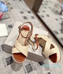 High Quality Ladies Platform Sandals Improved Ethnic Canvas Fashion Summer Casual Beach Slippers