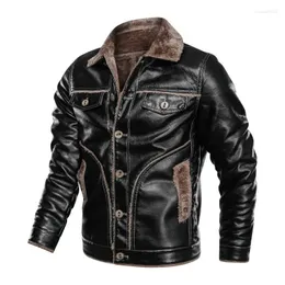 Men's Fur 2023 Leather Jacket Men Large Size Vintage Coat Casual Double-face Fleece Chaqueta Cuero Hombre Streetwear