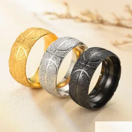 Anéis de banda de aço inoxidável basquete homens anel abrazine símbolo fitness esportes jóias casal mulheres dedo bague presente gota entrega dhifw