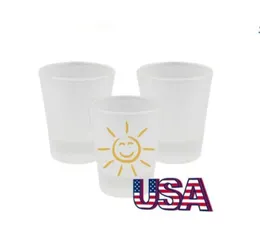 USA Warehouse Sublimation 1.5oz Shot Glassフロストウイスキーショットグラス熱伝達印刷ワイングラス144pcs/カートン