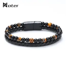 سوار الرجل العصري الطبيعية الحمم البركانية نمر العيون باسليت طبقة مزدوجة الجلود braclet hiphop punk brazalete الحاضر للرجال bileklik296o