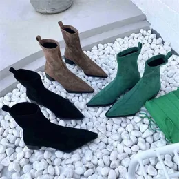 Boots Women Sock Booties Winter Stretch Botas Mid Mid Cheels Slip على جودة عالية من أحذية قصيرة من أحذية قصيرة