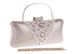 Vintage Evening Clutch Purse Diamond Pearl Bags With Chain Fashion Designer Gold Silver Evening Bag For Wedding Dress8121677