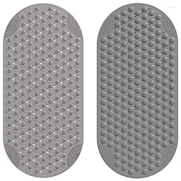 Carpets 2Pcs Bathtub Mat Non Slip Shower Floor Mats For Bathroom Bath Tub Washable Suction Cup 16X35inch Gray & Clear