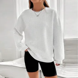 Moletom com capuz feminino macio e confortável para mulheres moda cor sólida padrão waffle elegante outono/inverno casual