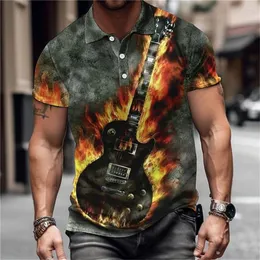 Men's Polos Rock Guitar Man Polo Shirts High Quality 3d Print Shirt Oversized Short Sleeve Tees Tshirt Daily Lapel Button Clothing