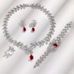 Set di gioielli da sposa Orecchini con collana a goccia d'acqua Set da 4 pezzi Accessori da sposa per donna Dubai Bridal 230926