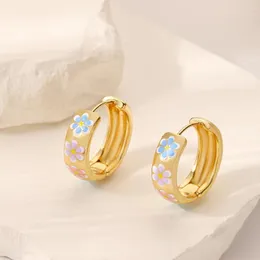 Boucles d'oreilles de cerceau fleur de couleur luxe à la mode pour femmes créatrices de boucle d'oreille de création bijoux