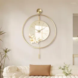 Wandklokken Europese Ronde Metalen Klok Creatieve Eenvoudige Bloem Huis Woonkamer Eetkamer Decoratie