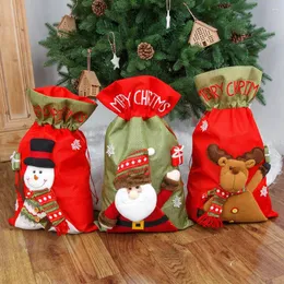 Christmas Decorations Large Gift Bag Candy Santa Claus Backpack Drawstring Pocket For Children Party Home Decor