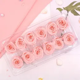 Ghirlande di fiori decorativi Scatola da 12 pezzi Rosa immortale conservata 3-4 cm Fai da te San Valentino Regalo per la festa della mamma Vita eterna Fiore Matrimonio S281J