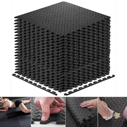 Yoga paspaslar 12pcs 30*30cm Spor Koruma Gym Mat Eva Yaprak Tahıl Zemin Paspasları Yoga Fitness kaymaz bir ekleme halıları kalın şok oda egzersizi 230925