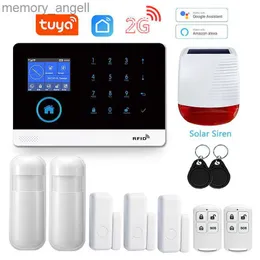 Alarmsysteme PG103 Tuya Wifi GSM Smart Home Sicherheitsalarmsystem mit 433 MHz Bewegungsmelder Drahtlose Solarsirene Unterstützung Alexa App-Steuerung YQ230926