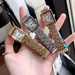 Orologi di marca di moda Donna Ragazza Rettangolo Numeri arabi Quadrante Stile Acciaio Metallo Orologio da polso di buona qualità C64293H