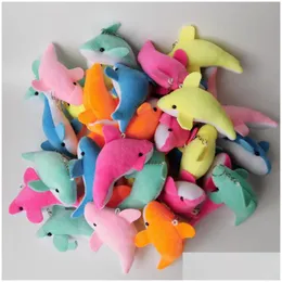 Keychains Lanyards 100Pcs/Lot Cute Dolphin Plush Doll Keychain Animal Key Rings For Women Bag Pendants Party Birthday Gifts Drop Deliv Dh6E0