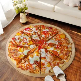 Teppiche 3D Pizza Runder Teppich Bereich Teppich Kreative Lounge Großer Gaming-Stuhl für Schlafzimmer Wohnzimmer Home Decor