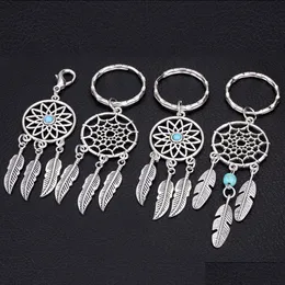 Porte-clés Lanyards Mini voiture porte-clés fait à la main Dream Catcher décor à la maison porte-clés plume bijoux porte-clés Dreamcatcher pendentif mur Han Dhdev