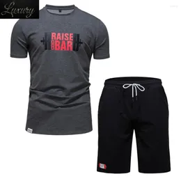 Men's Tracksuits T-shirt And Shorts Sets For Men Cotton Casual Gym Sporting Outdoor Running Sportwear Tracksuit Summer Clothing