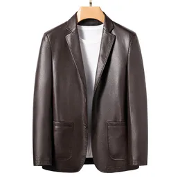 Men's Leather Faux Leather YN-330 Natural Sheep Leather Casual Suit Men's Jacket Slim Spring and Autumn Thin Section Black Brown 230926