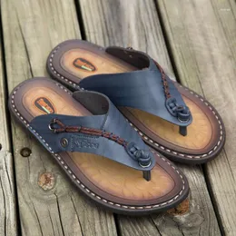Slippers 2023 Summer Handmade Leather Trendy Fashion Men's Flip-flops Outdoor Comfortable Men And Simple Sandals