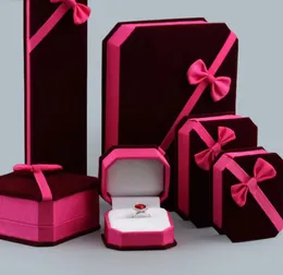 Velvet Bowknot Jewelry Packaging Holder Boxes For Pendant Necklace Charm Bracelets Ring Earring Bangle Display Case Decor6066647