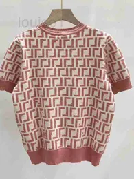 Damen-Strick-T-Shirts Designer 2023 Neue FF-Vollbuchstaben-Doppel-beiläufige Schaf-Pullover-Kurzarm-Strickjacke J6MJ