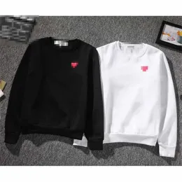 Designer Mens Hoodies New Autumn and Winter Com Des Garcons Sweatshirt PLAY Love Embroidered Red Heart Plush Sweater Round Neck Casual Couple Outfit