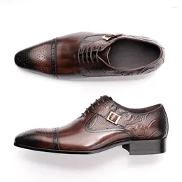 Dress Shoes Classic Luxury Oxfords Male Wedding Party Formal Genuine Leather European Style Men High Quality Black Brown