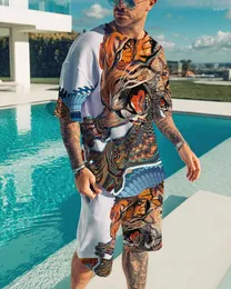 Men's Tracksuits Man Summer Casual Clothing Sets 3D Print Men T-Shirts Short Pants 2 Piece Outfit Est Outdoor Trend Sleeve Tracksuit