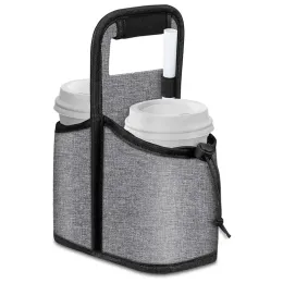 Beverage Tote Reusable Coffee Cup Carrying Bag 2 Cups Collapsible Beverage Tote Bag Insulated Beer Bottle Rack