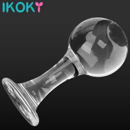 Vuxna leksaker ikoky 4560mm Big Ball Glass Anal Butt Plug Crystal Vagina Bead Dildo Female Masturbate Sex Toy for Gay Men Women 230925