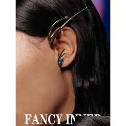 Ear Mankiet kolczyka niebieskie krinestony geometria prosta elf metal bez przebitych uszy klip dla kobiet prezenty biżuterii 230214 DOSTALNE DOBRA DHDEW